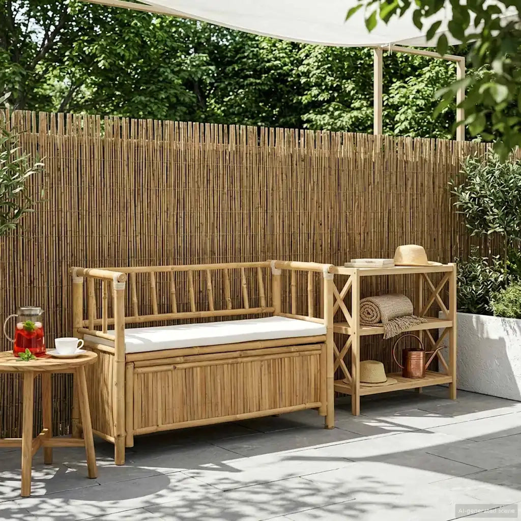 Panca da Giardino con Contenitore 110 x 47 x 80 cm Bambù