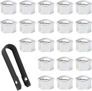 Accessori auto universali - Bouchi di gomma 21 mm argento per tutti i marchi - 20 pezzi - 21 cm - Viti in plastica - Strumento di rimozione - Copertura protettiva - Testa di viti Pn - Accessori auto