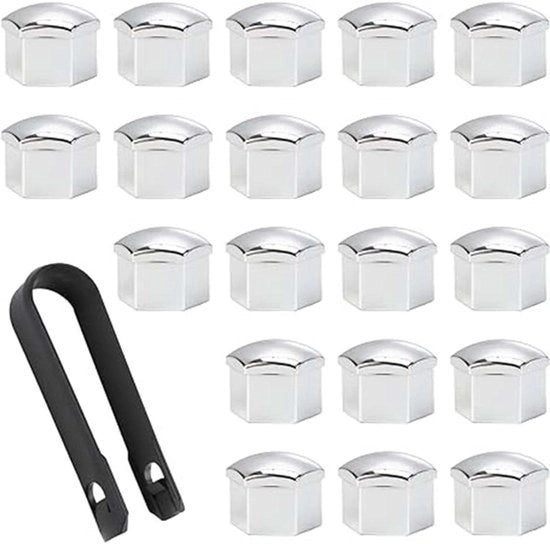 Accessori auto universali - Bouchi di gomma 21 mm argento per tutti i marchi - 20 pezzi - 21 cm - Viti in plastica - Strumento di rimozione - Copertura protettiva - Testa di viti Pn - Accessori auto