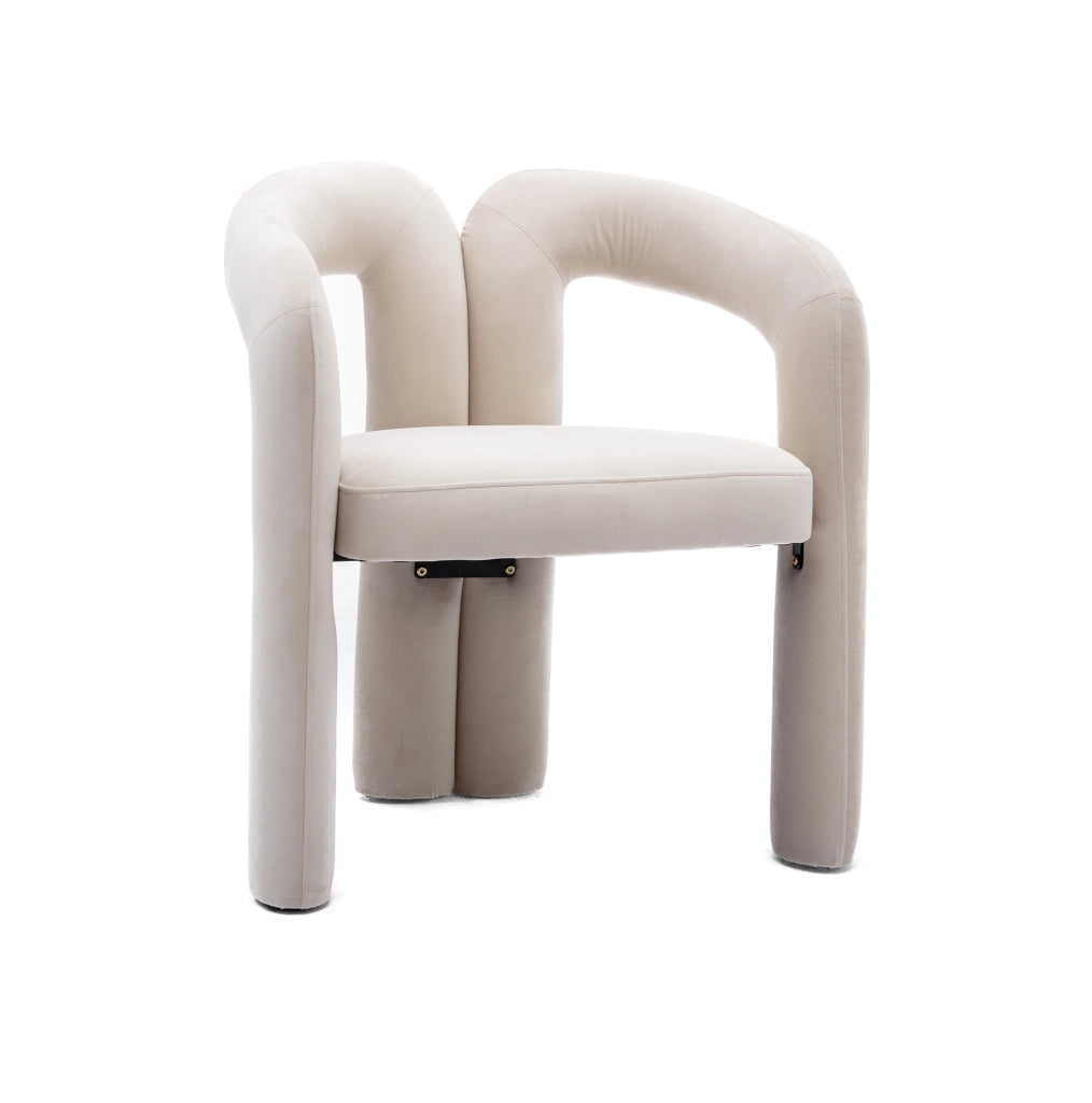 Sedia da pranzo imbottita in velluto beige con schienale avvolgente 64x50;5x71 cm