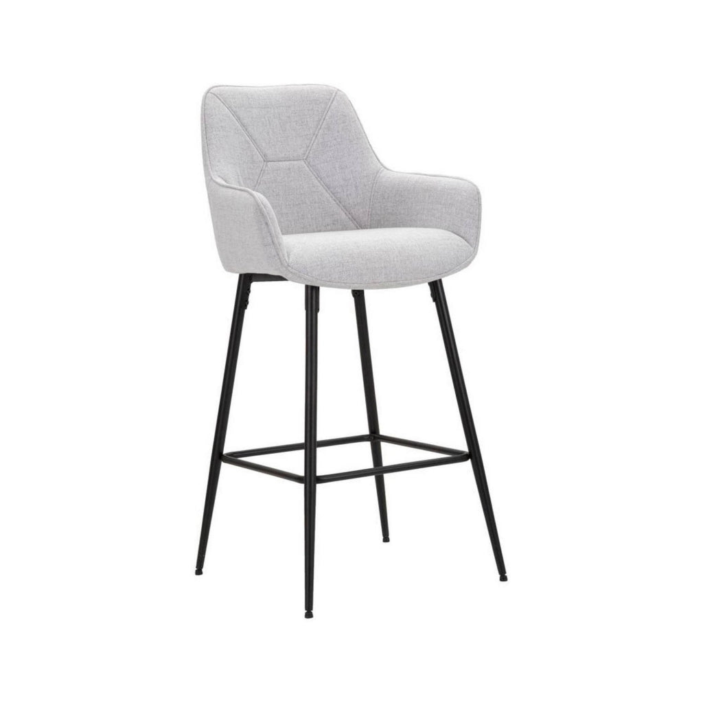 Set di 2 sgabelli Moore, Seggiola alta, Sedia senza schienale, Seduta regolabile, 55x55 h109 cm, Nero e Grigio
