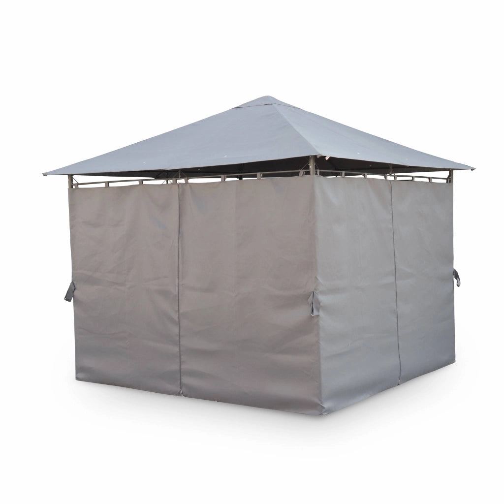 Gazebo da giardino 3x3m struttura in alluminio con tende scorrevoli,