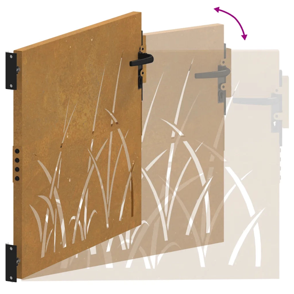Cancello da Giardino 105x105 cm in Acciaio Corten Design Erba