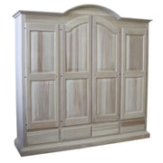 armadio classico 4 porte 4 cassetti legno grezzo 234x60x230 (472) - Mobili 2G