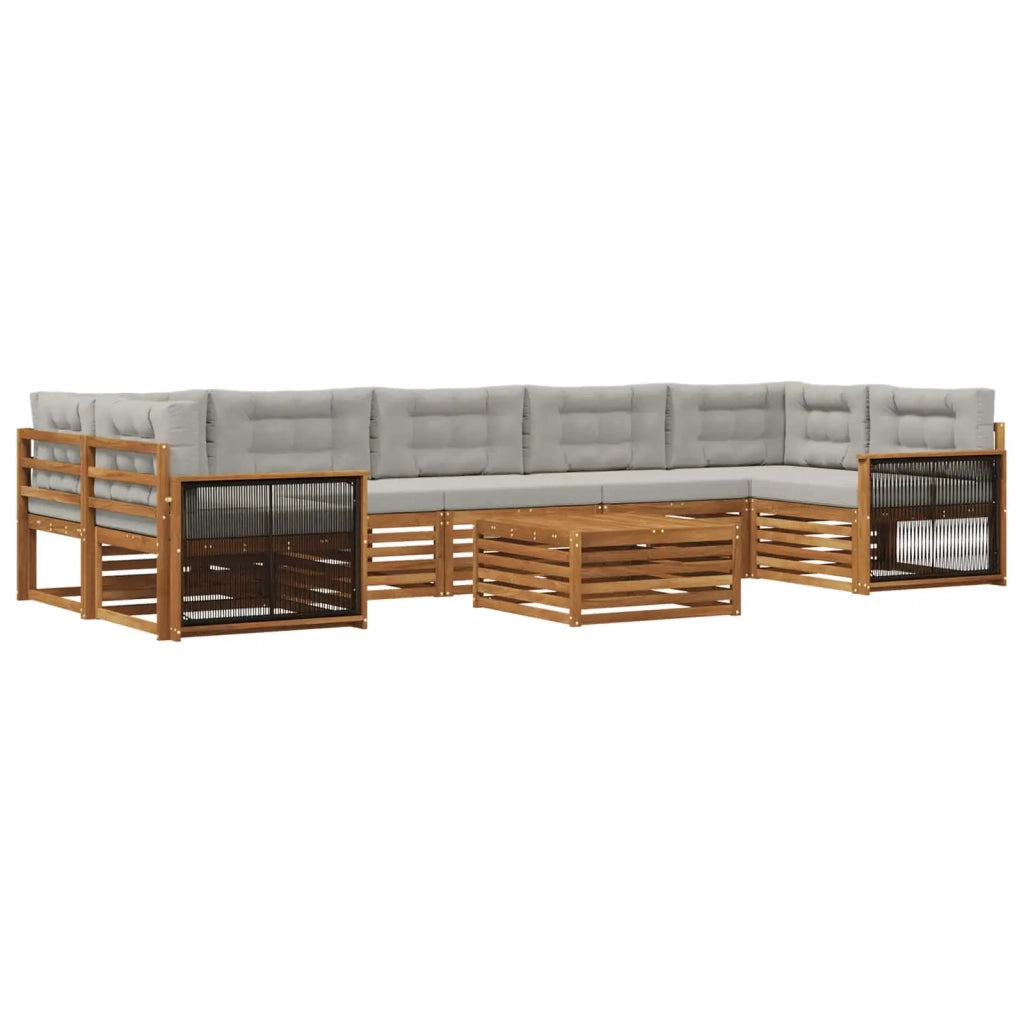 Set di divani da esterno 8 pz Naturale e Grigio Chiaro 3383144