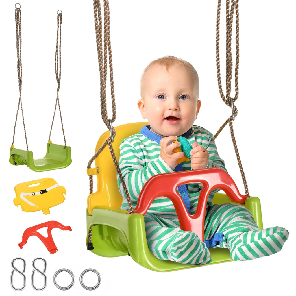 Altalena per bambini regolabile con schienale e cintura di sicurezza ¨C zephmum ¨C Verde
