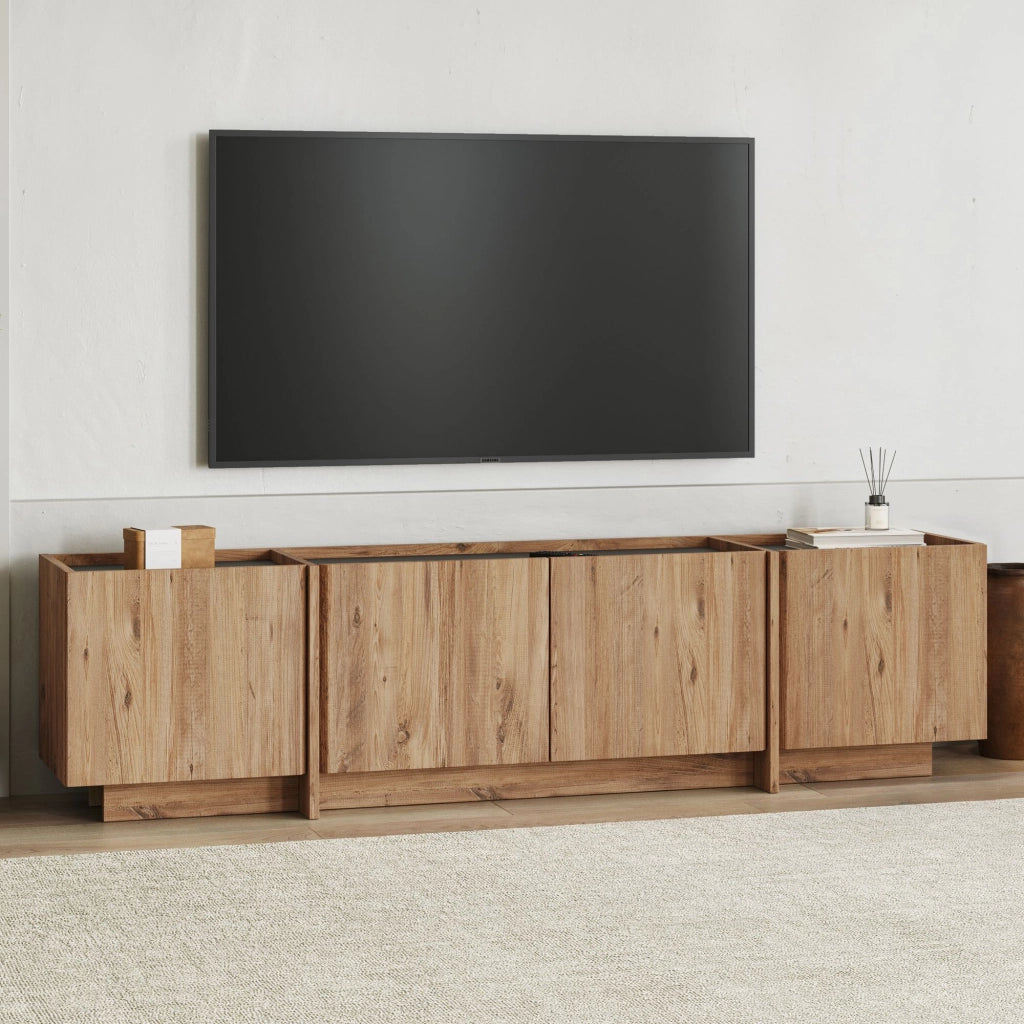 Nokarara, Mobile Porta tv Apertura a Ribalta, 180x35x46h cm Marrone Rovere Nodi
