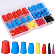 Bulloni in gomma 110 pezzi - Plastici siliconici - 8 misure 1/16" a 5/8" - Plastici per sigillatura - Scatola di conservazione trasparente - Adatti per fori - Coperture per fori
