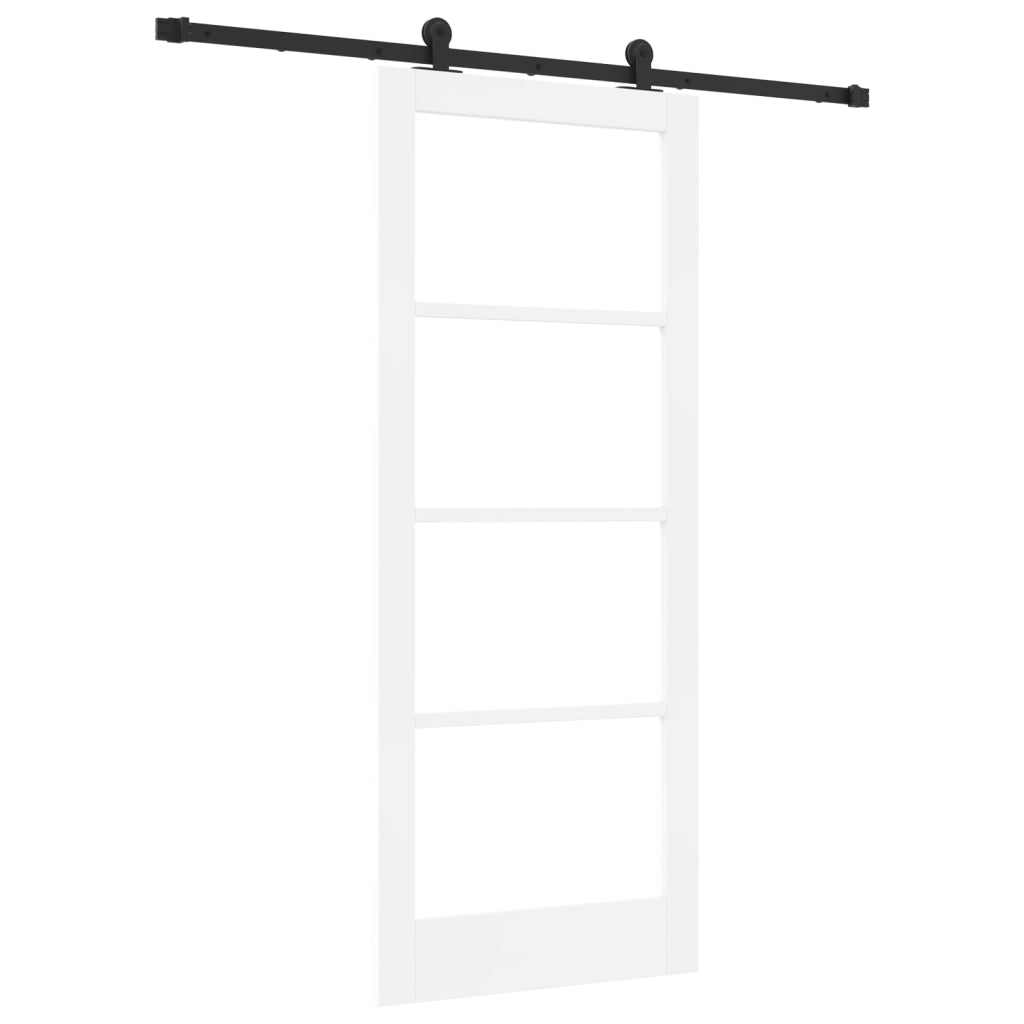 Porta scorrevole  con set di hardware 'ORKDAL'Legno massello bianco e vetro