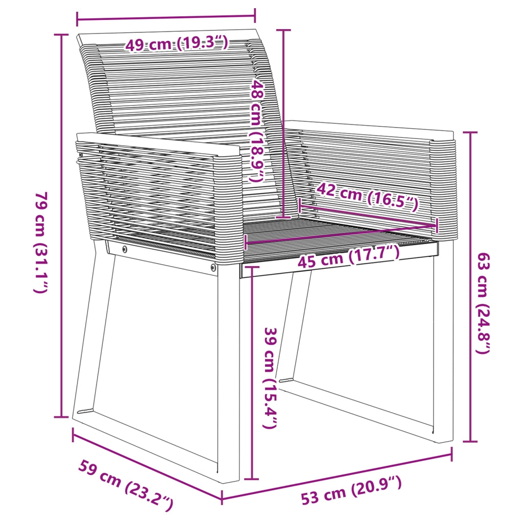 Set da Pranzo da Giardino 7 Pezzi Nero Rattan Polimerico