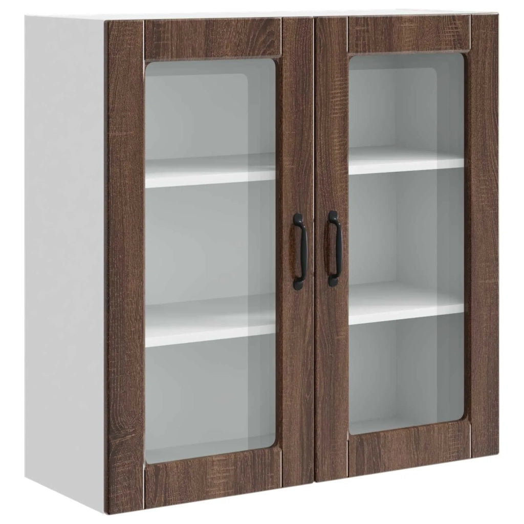 Pensile da cucina | Mobile in vetro da parete PORTO Rovere Marrone 80 x 31 x 80 cm