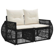 Divano da giardino 2-Numero di posti Nero polyrattan 42026701