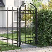 Cancello per recinzione Assen con parte superiore ad arco in acciaio 102x200 cm Nero 146339