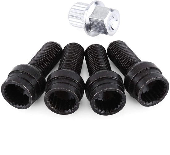 Componente di sicurezza contro la furto a vite M14 x 1,5mm - Raccordi - Ricambio - Acciaio - Verniciatura in zinco nero - Installazione semplice - Raccordi in acciaio