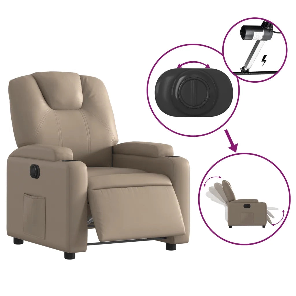 Divano Sedia-Poltrona Reclinabile Elettrica Cappuccino in Similpelle 577594