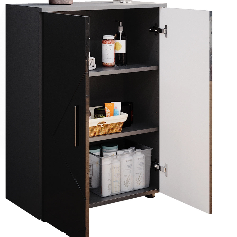 Set di mobili da bagno Irma Antracite lucido 2 parti, con unità midi Vicco