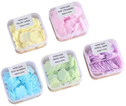 Set di 5 Dozzine Mini Bagnoschiuma Portatile a Carta - Risciolto e Schiumante - Sicuro e Ecocompatibile - Biodegradabile - Varie Fruitage - Sapone da Viaggio