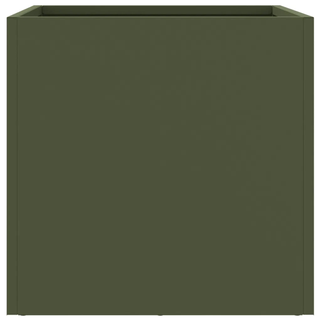 Fioriere da Giardino 2 pz Verde Oliva 32x30x29 cm in Acciaio 841542