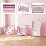 SCAFFALE 3-in-1 per bambini 81x39x17 cm rosa in MDF