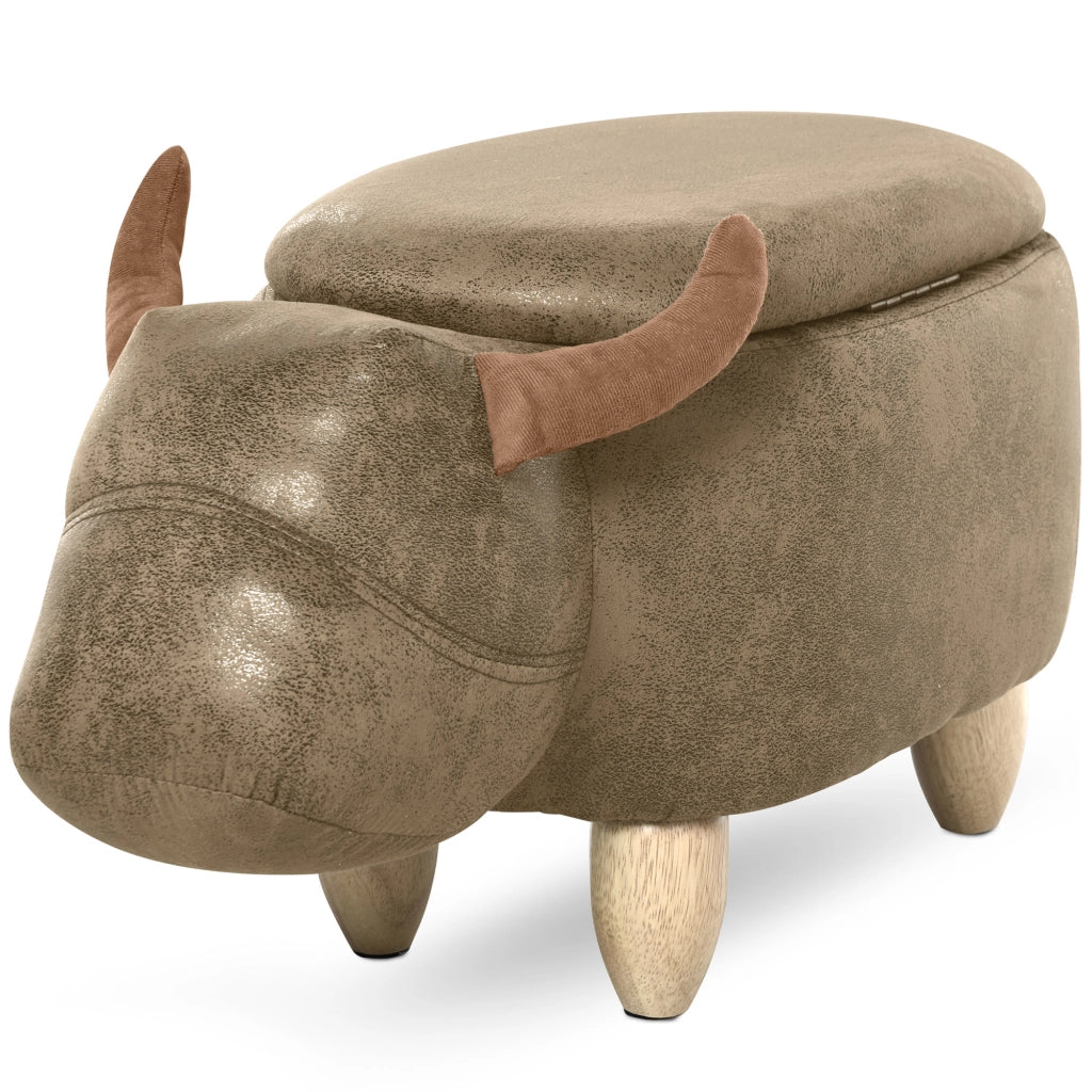 Pouf Contenitore Moderno ¨C zephmum ¨C Marrone, Legno, Imbottito, 62x35x36 cm