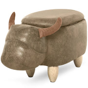 Pouf Contenitore Moderno ¨C zephmum ¨C Marrone, Legno, Imbottito, 62x35x36 cm