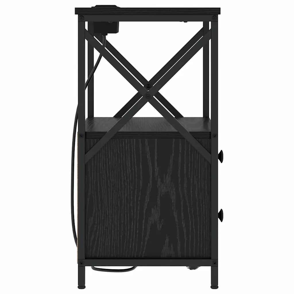 Armadio da Notte con cassetto 2 pcs Rovere Nero 40 x 31 x 60 cm 859561
