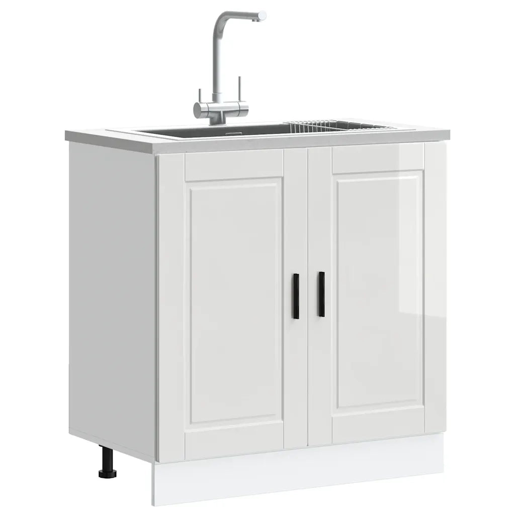 Mobile base lavello Porto Bianco Lucido 80x46x81,5cm Truciolato 853929