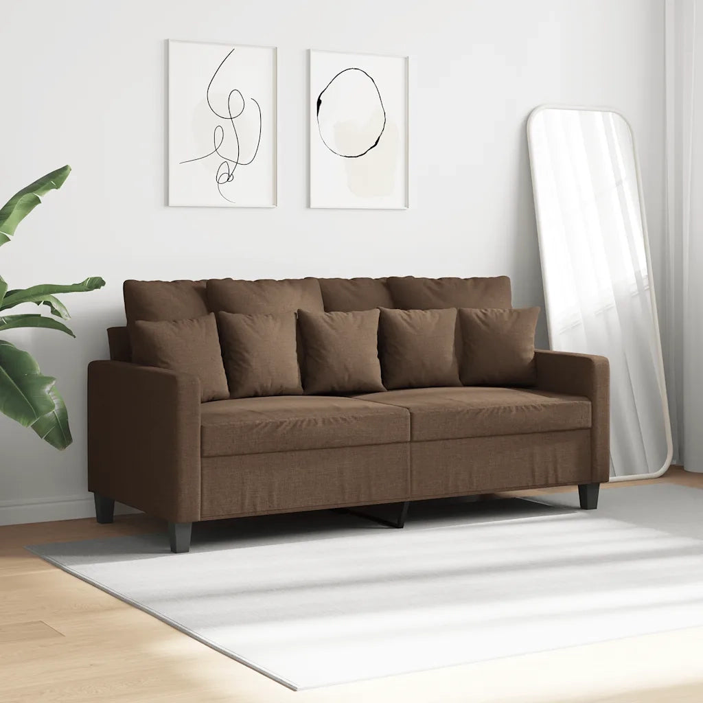 Divano a 2 Posti-Sofa 2 Posti Marrone 140 cm in Tessuto 230701