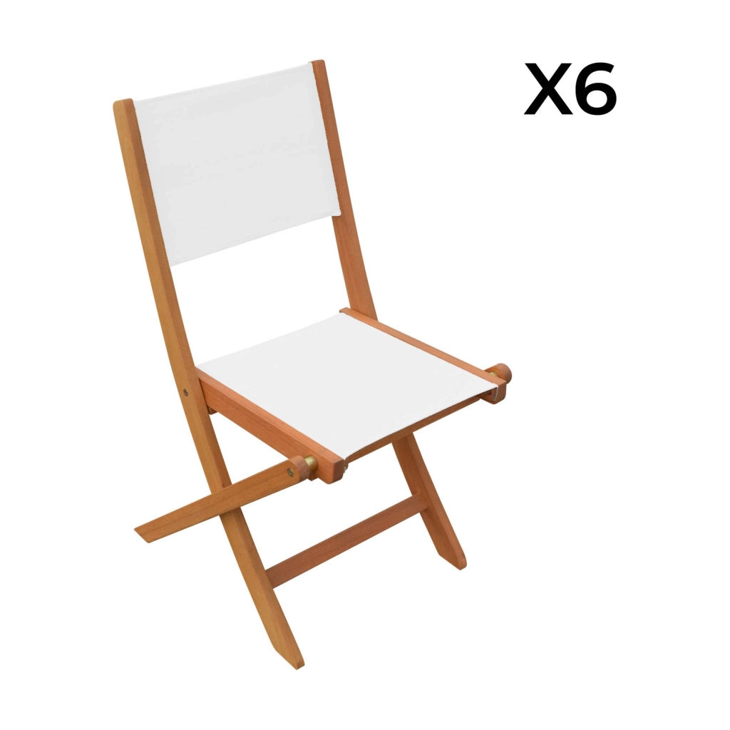 Set tavolo da giardino estensibile in legno di eucalipto con 6 sedie,