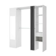 Guardaroba Aru, Struttura per cabina armadio, Mobile appendiabiti aperto, 177x52h205 cm, Bianco e Antracite
