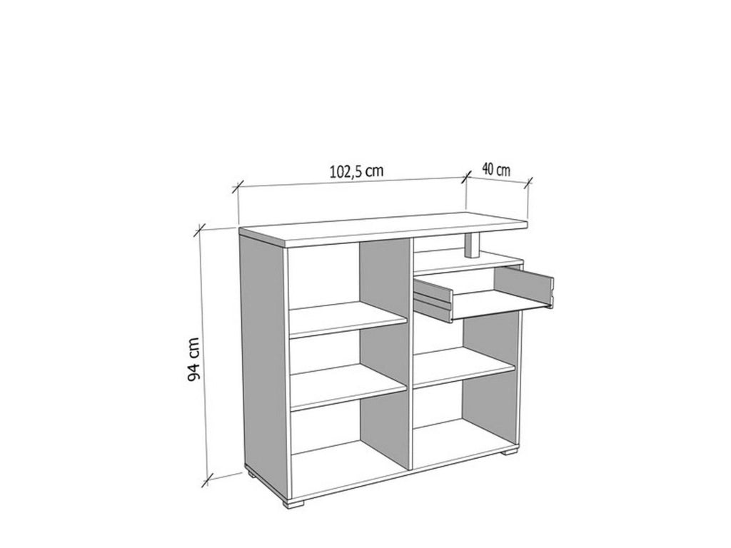 Madia Levate, Credenza un Cassetto, 102.5x40x94h cm Bianco
