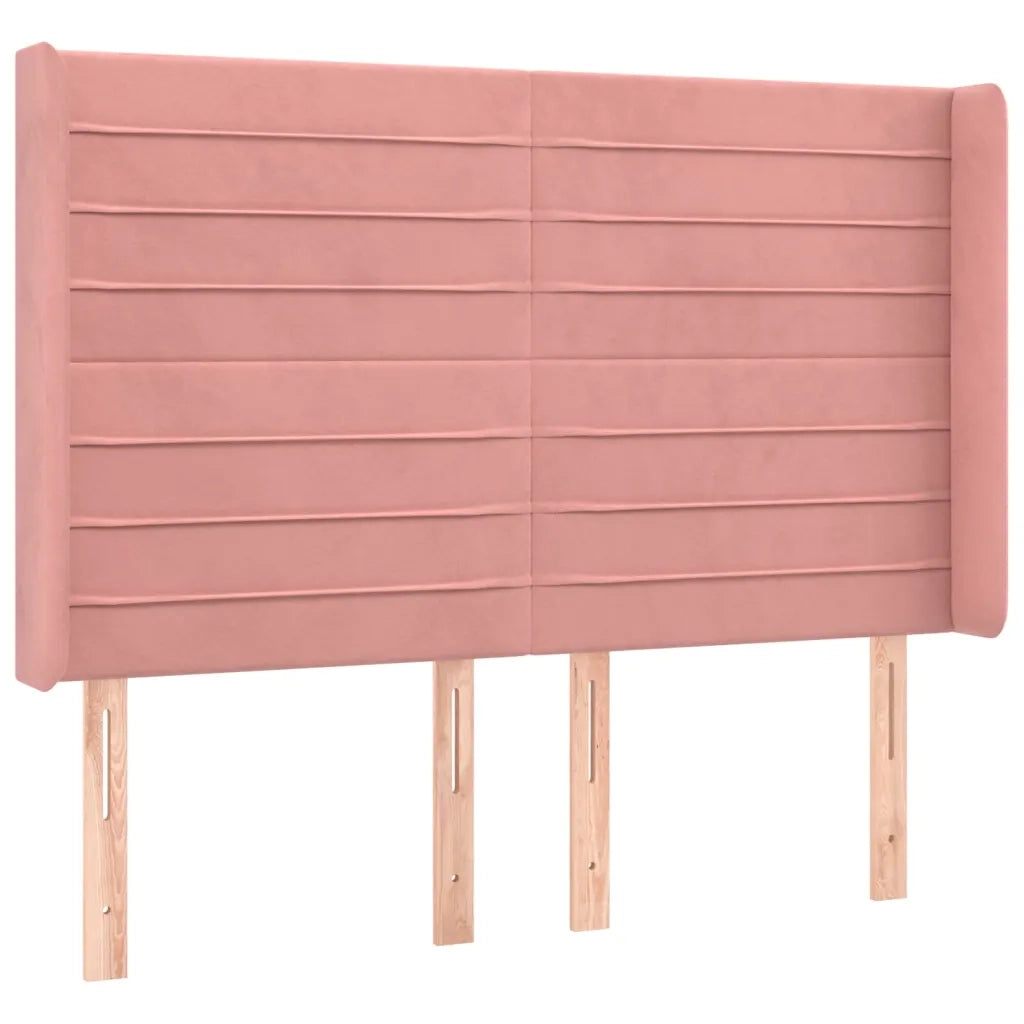 Letto a Molle con Materasso e LED Rosa 140x190 cm in Velluto