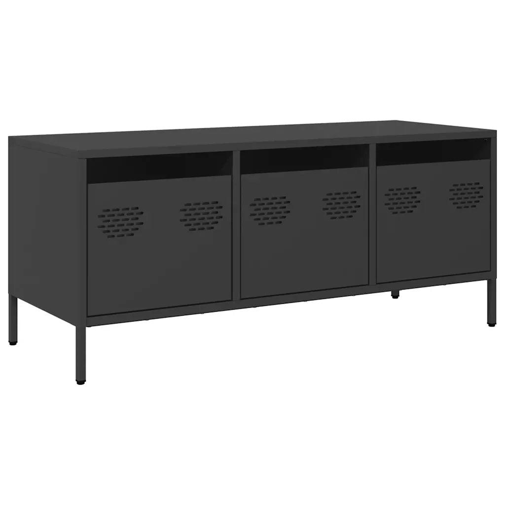 Mobile TV-Credenza per TV-Console TV Nero 101,5x39x43,5 cm in Acciaio Laminato a Freddo 967377