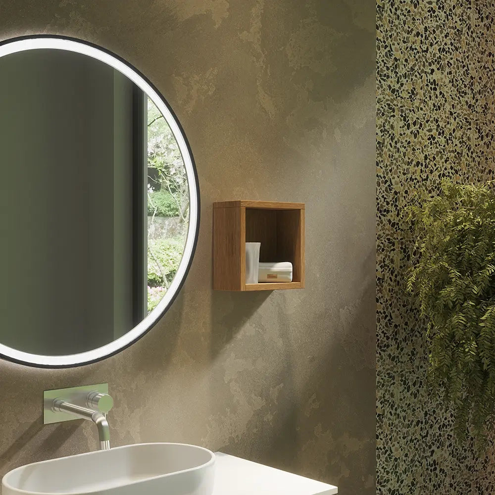 Pensile bagno a giorno sospeso 25x25cm color rovere chiaro| Moor