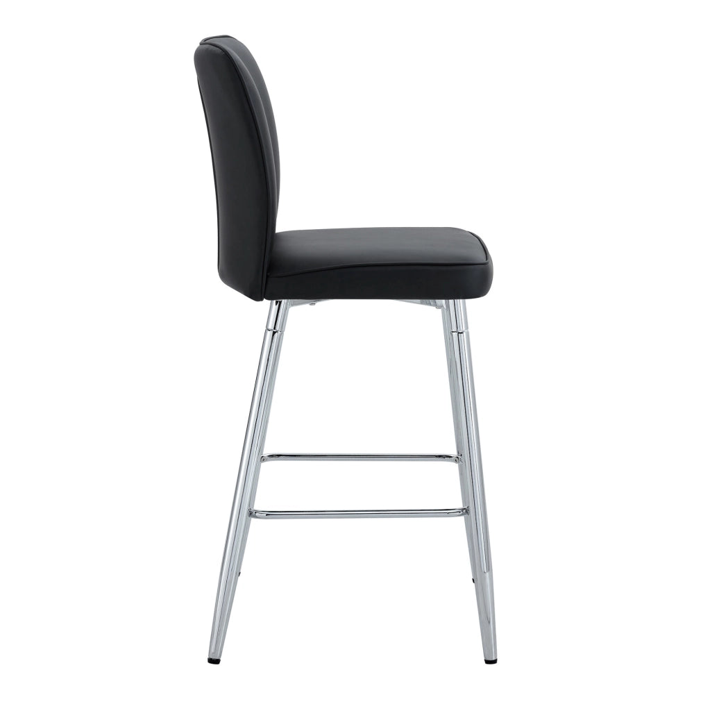 Set di 2 sgabelli da bar 63x44x101 cm in similpelle nera e metallo argento