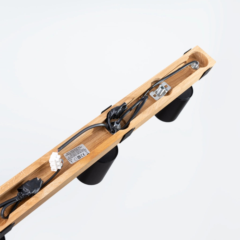 Spot plafoniera NORDAL 4 luci nero/legno GU10 Pure Lume