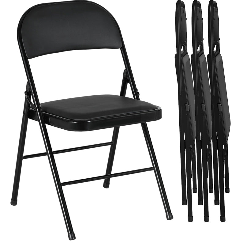 Set di 4 sedie pieghevoli nere imbottite in similpelle
