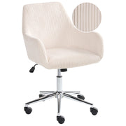 Sedia da ufficio beige chiaro con seduta e schienale in velluto a coste girevole regolabile in altezza moderna per ufficio domestico