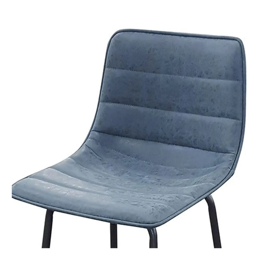 Set di 2 sgabelli da bar con schienale effetto pelle blu denim collezione NETS - Stile industriale