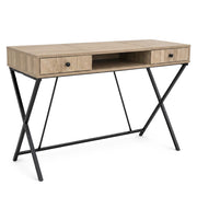 Scrivania PC industriale Rovere Sonoma CROSSLINE 120 cm 2 cassetti 1 ripiano gambe nere