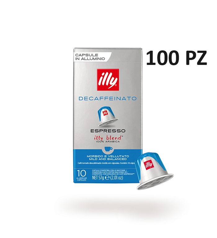 Caffè illy tostato decaffeinato in capsule compatibili - 10 confezioni da 10 capsule (100 capsule) 25453