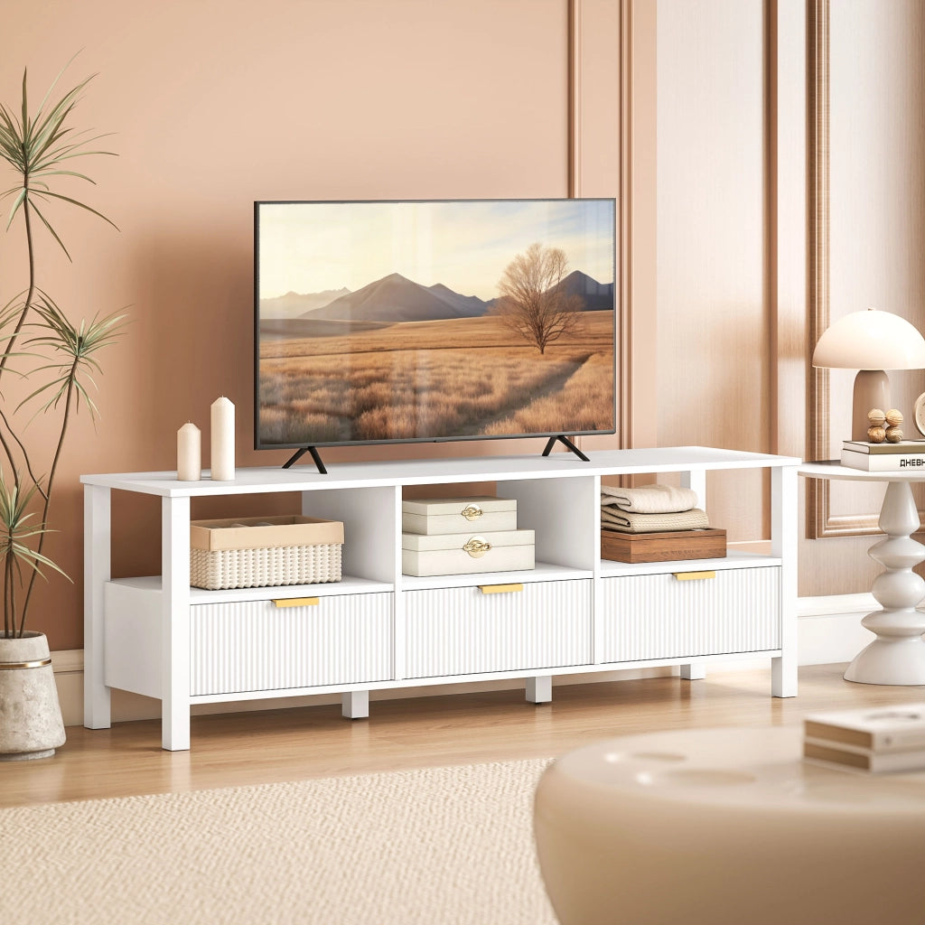 Mobile TV con cassetti e ripiani ¨C zephmum ¨C bianco 152x39.5x50 cm