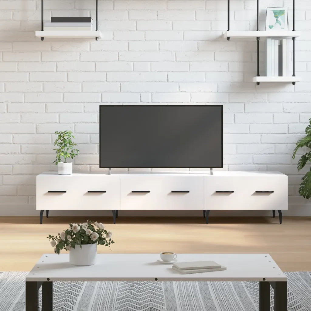 Mobile Porta TV-Mobile per TV-Credenza TV Bianco Lucido 150x36x30 cm in Legno Multistrato 994325