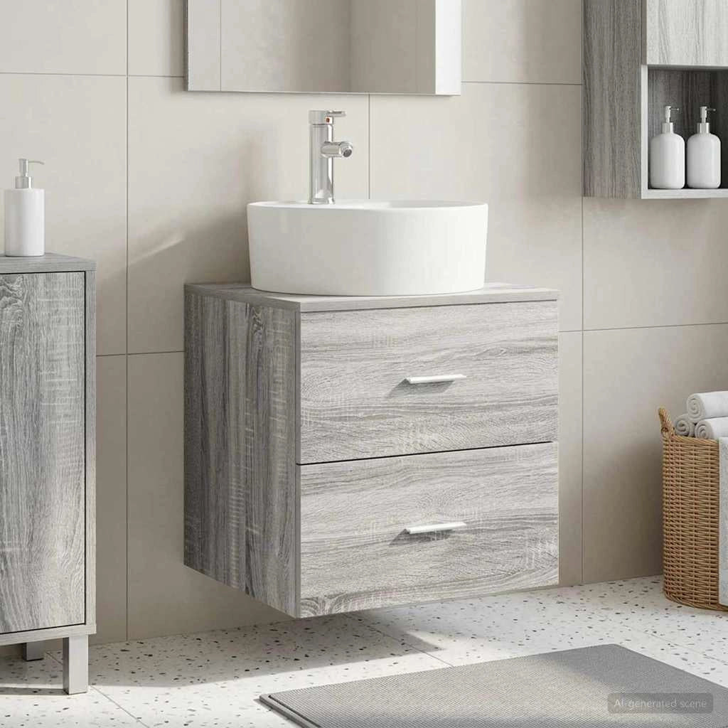 Mobile Lavabo da Parete Sonoma grigio 49,5 x 44,5 x 65 cm 890299