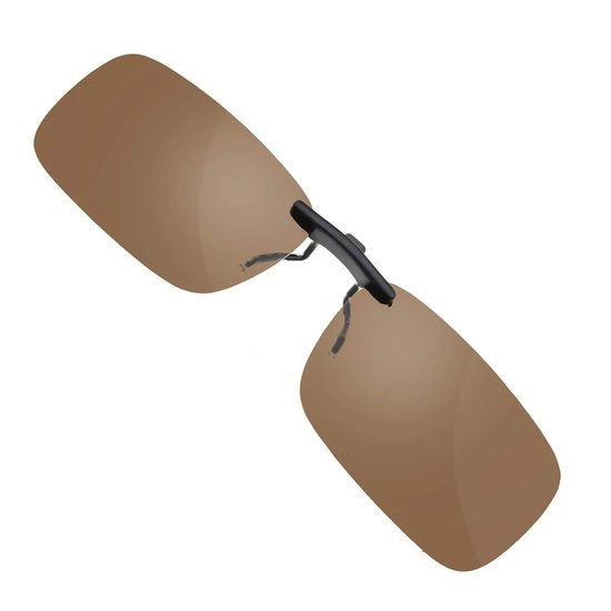 Frameloze clip-on occhiali da sole - Protezione UV400 - colore marrone scuro - Polarizzato - Ideali per la guida e lo sport all'aperto