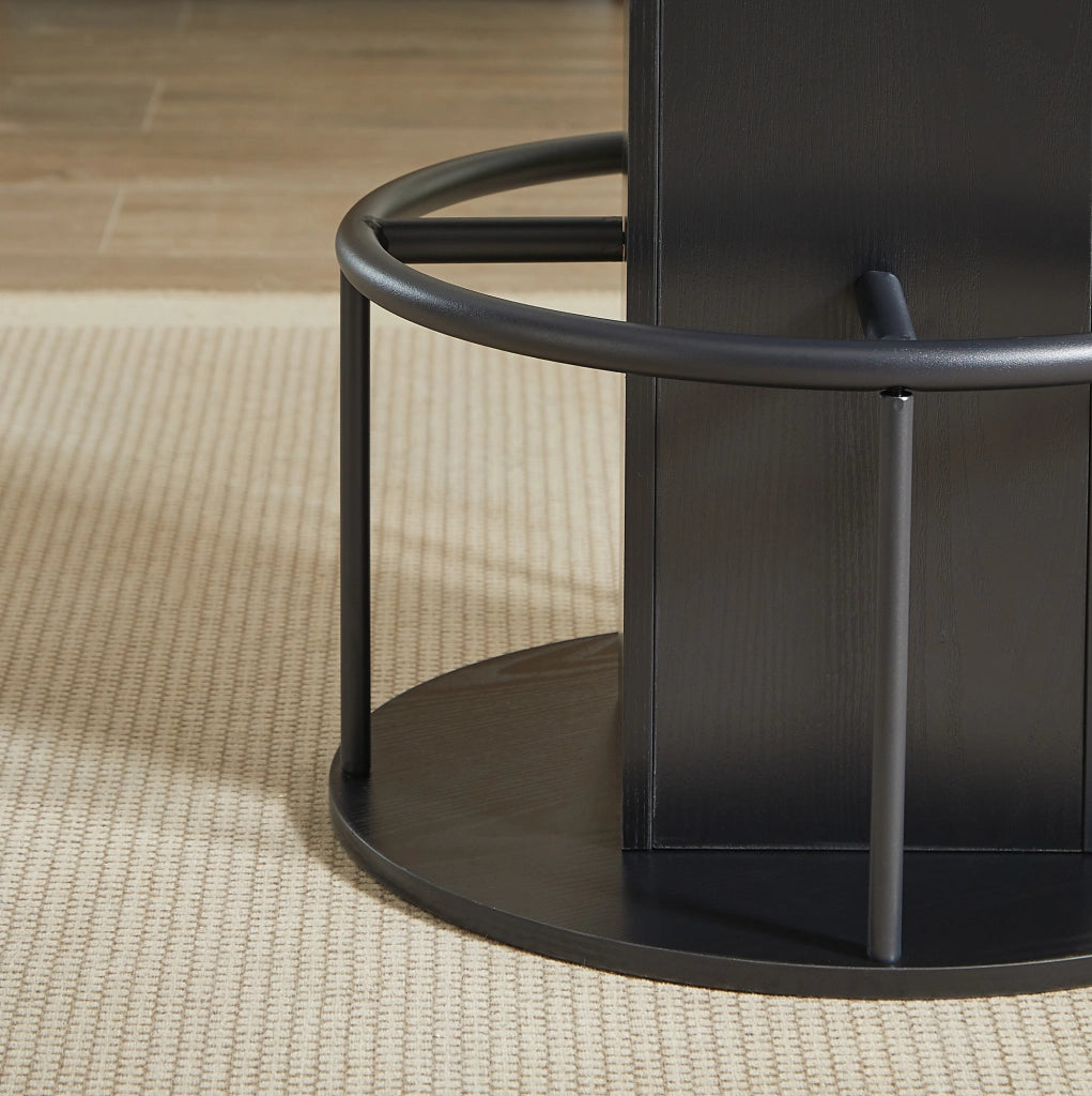 Set tavolo da bar ULEVR 3 pezzi con tavolo rotondo ?80 cm e 2 sgabelli, ripiani integrati, nero