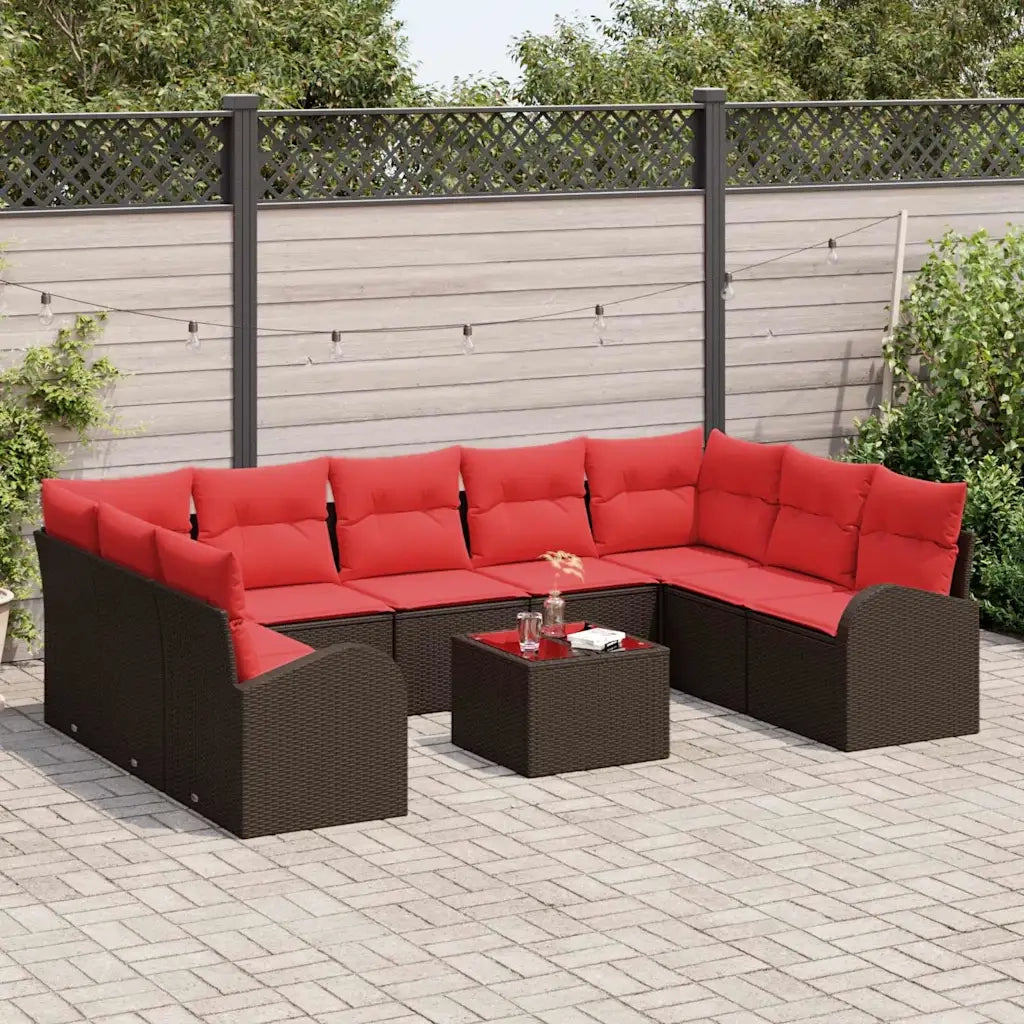 Set di divani 10 pcs Marrone Rattan in Polipropilene