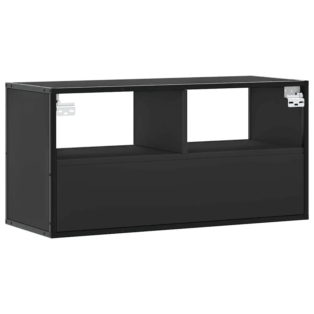 Mobile TV Nero 80x31x39,5 cm in Truciolato e Metallo