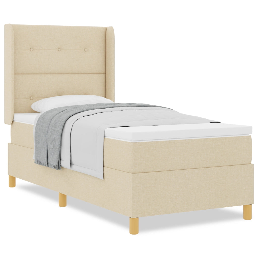 Letto Box Spring con Materasso crema 90x200 cm Tessuto