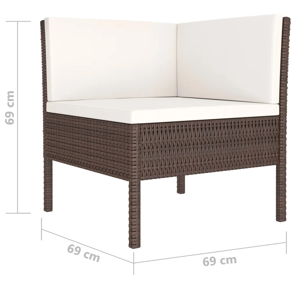 Set Divani da Giardino 4 pz con Cuscini in Polyrattan Marrone cod mxl 37795